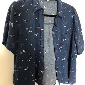 Short sleeve bird button up